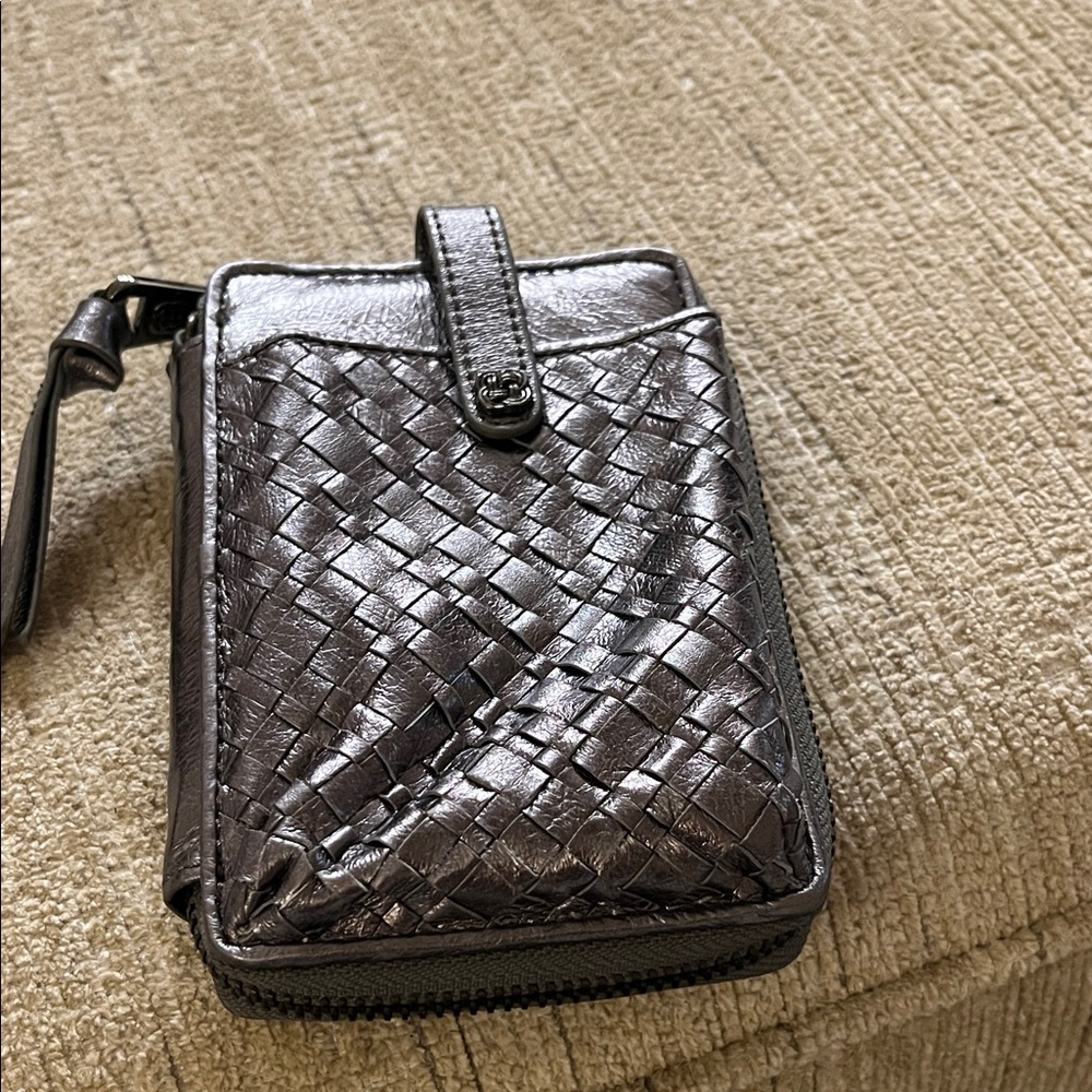 Woven Metallic Wristlet Wallet